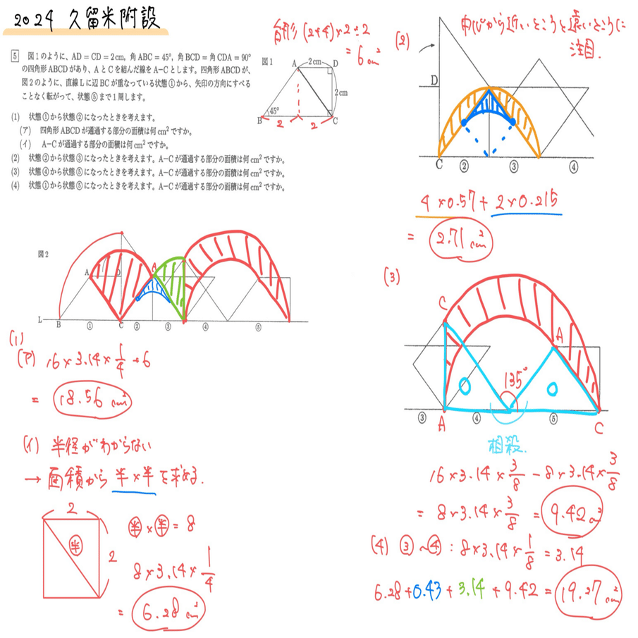 久留米大学附設中2024年度入学試験算数について講評および解説｜算数塾