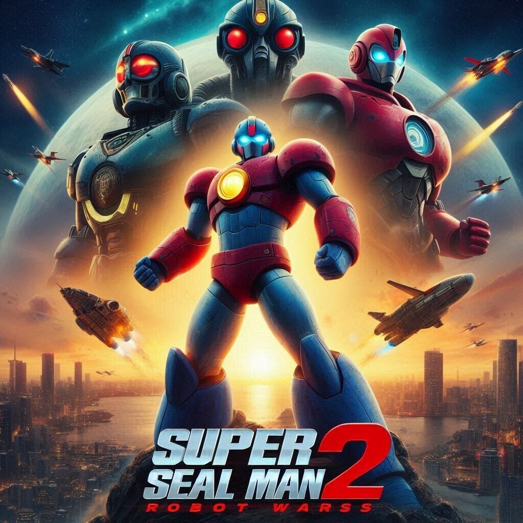 AIイラスト[コパイロット]「スーパーアザラシマン2」というタイトルの