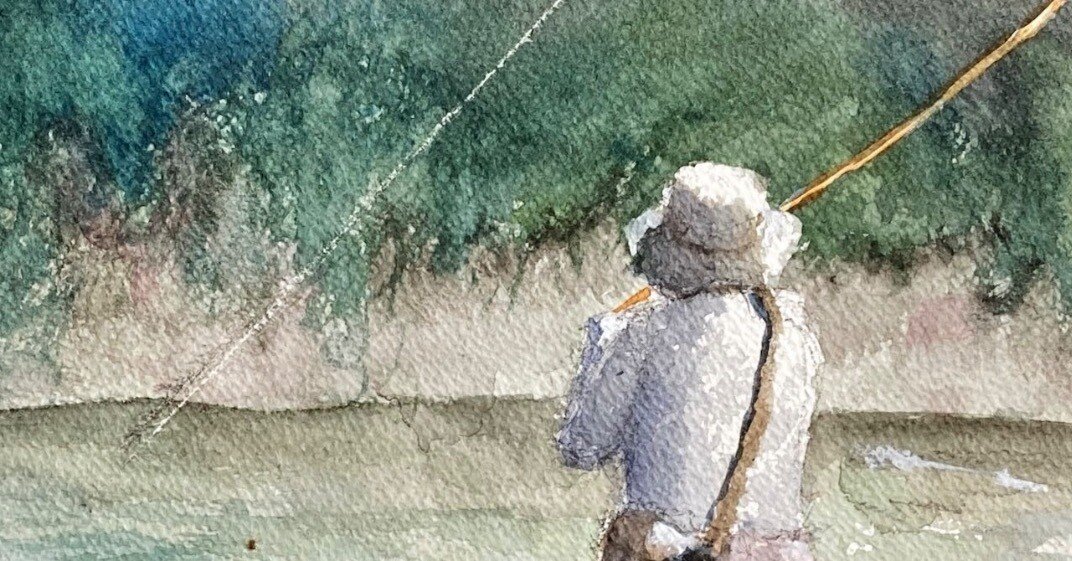 趣味は水彩5色描き(55)釣り、描いて釣り気分｜tatatotoya