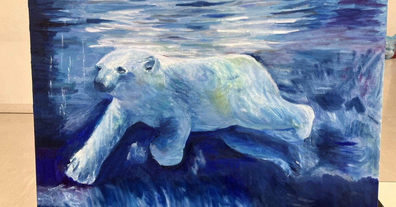 もんちゃん#18 原画 oil painting くま シロクマ 油彩画 シロクマ