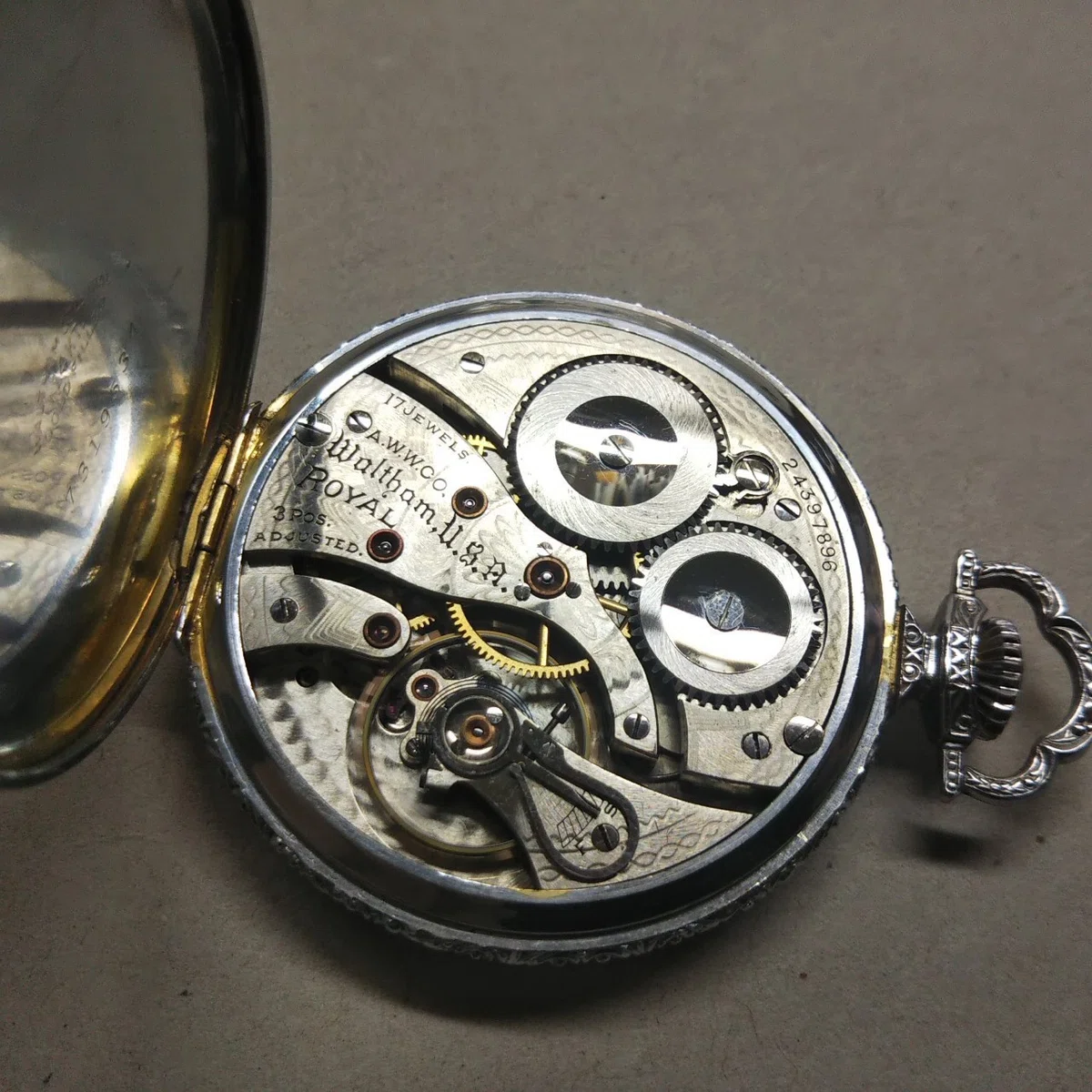 WALTHAM ウォルサム コロニアル リバーサイド 懐中時計 チェーン付 14K 