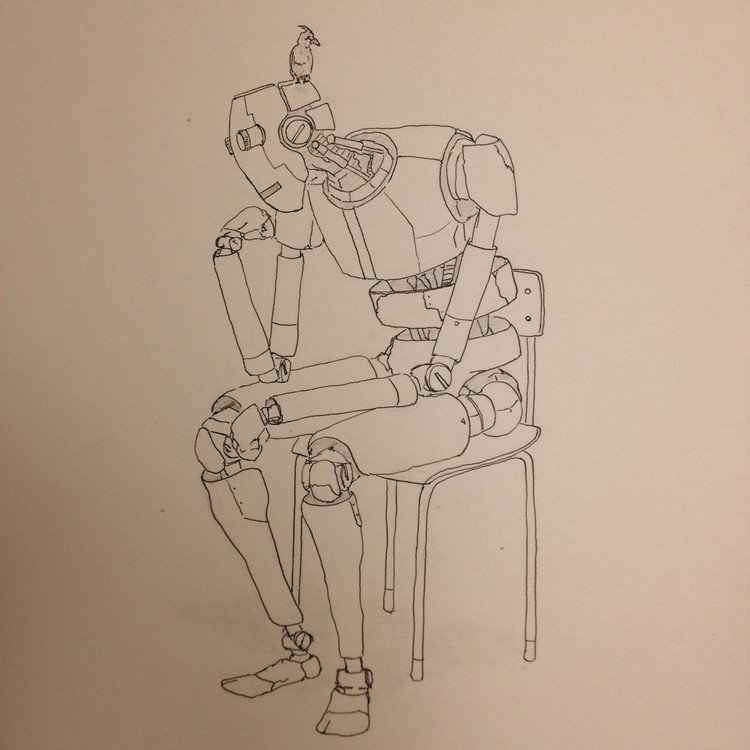 考えるロボット。
# イラスト