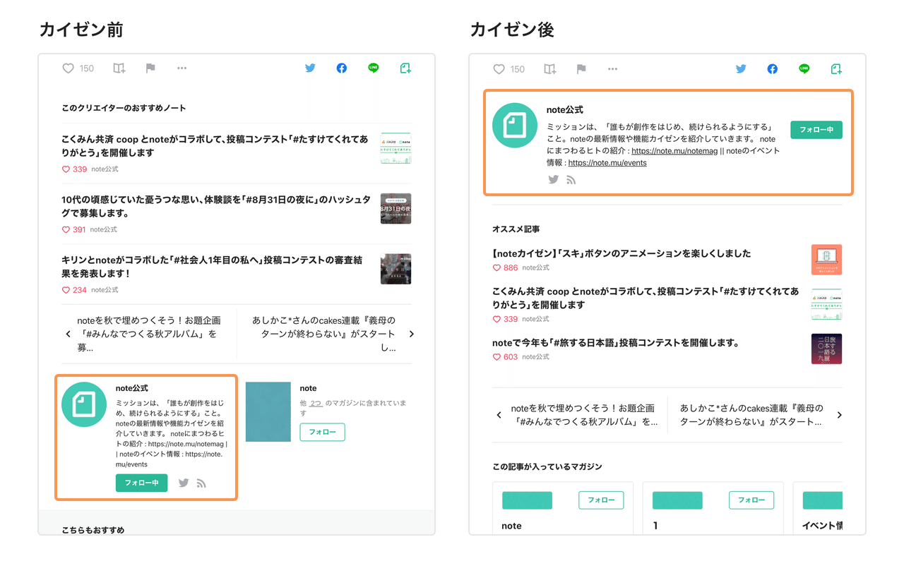Noteカイゼン 記事のプロフィールが見やすくなるようレイアウトを調整しました Note公式 Note Noteカイゼン 記事のプロフィールが見やすくなるようレイアウトを調整しました Note公式 Note