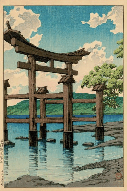 オリジナル版画 □川瀬巴水『姫路城』オリジナル木版画□1930年代／即決