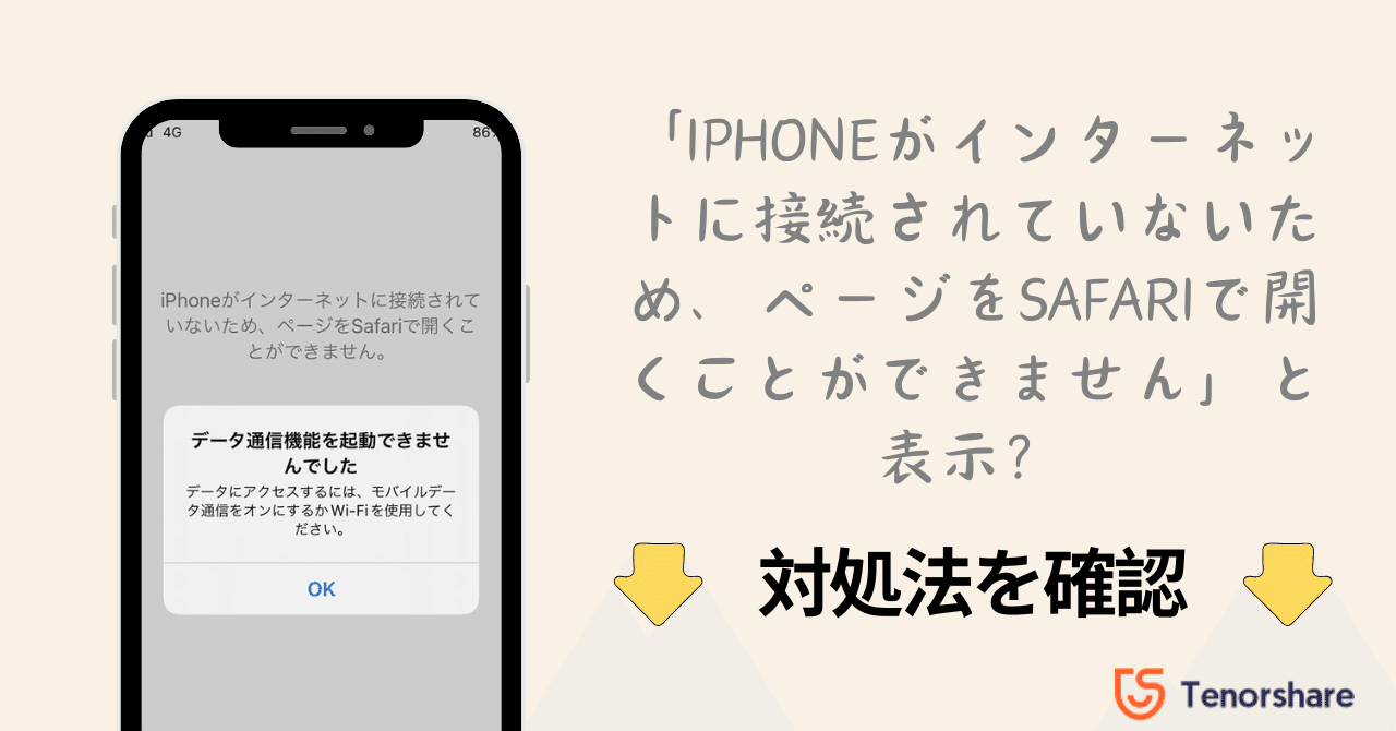 iPhoneがインターネットに接続されていないため、ページをSafari