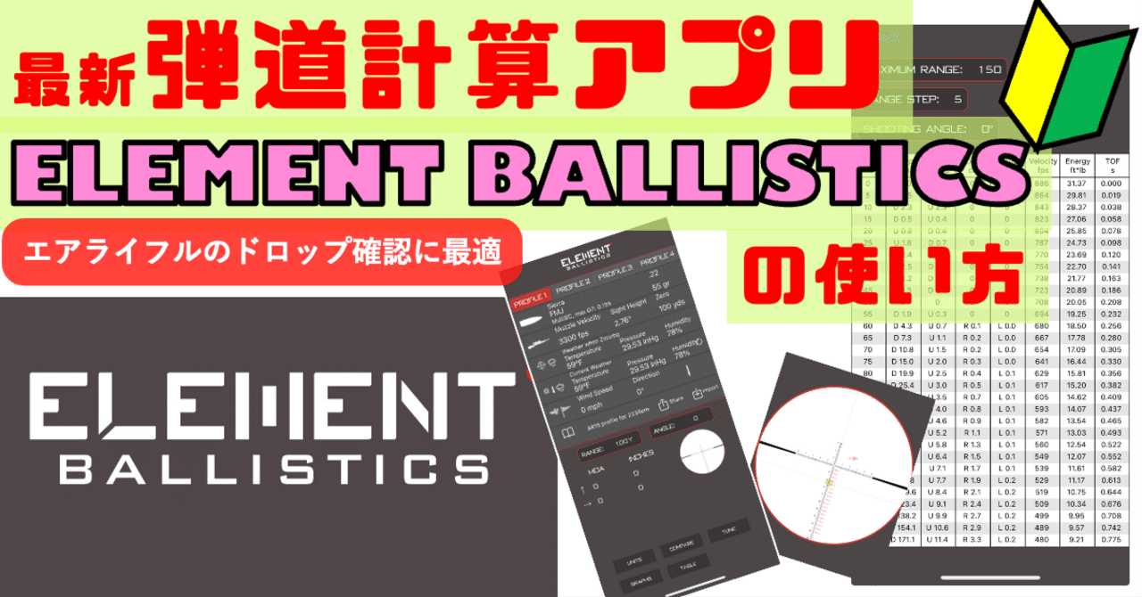 弾道計算アプリ【Element Ballistcs】の使い方｜サンパチ チューンズ (Yuu Miyahara)