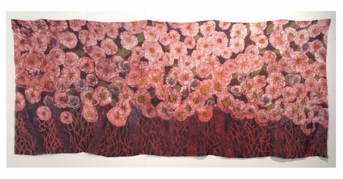 母の４０代の頃のロウケツ染めの染色絵画 🪸🌿 #art #batik #絵画 #臈纈染め #ろうけつ染め #染め