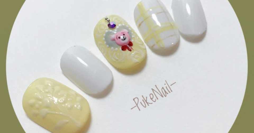 Pukeネイル No 132 可愛いピンクくまちゃん 3dフラワー ジェイルネイルチップ ネイルチップ専門店 Puke Nail Note