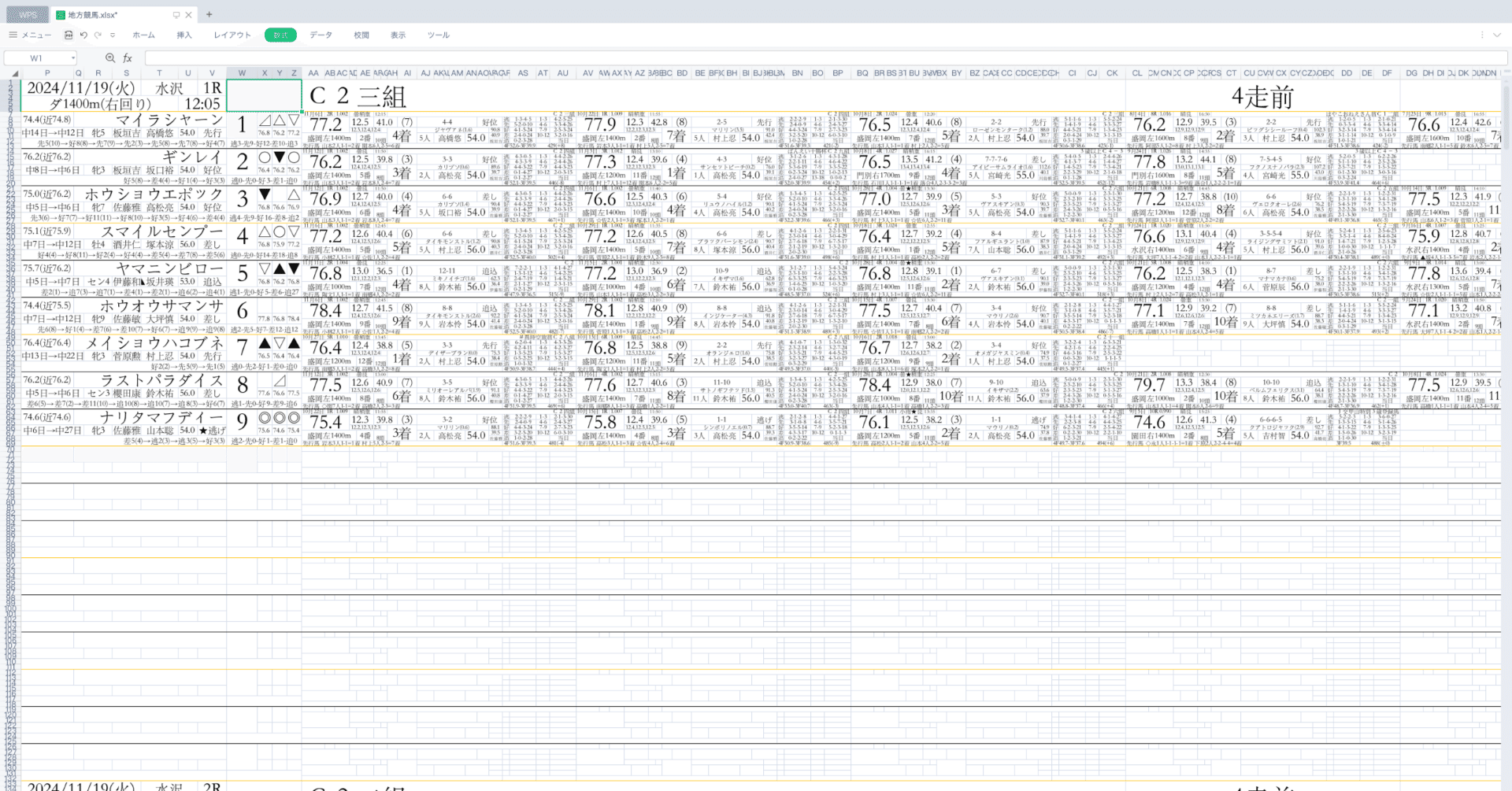 水沢競馬場2024/11/19(火)スピード指数40走競馬新聞 1R無料》馬柱出走表【中央競馬版もあります 予想屋卒業へ!!自力予想をサポート】競馬AI予想ソフト  データ 岩手競馬指数 馬券 水沢競馬｜スピード指数競馬新聞【予想家からの卒業!!自力競馬予想をアシスト】詳細な競馬の ...