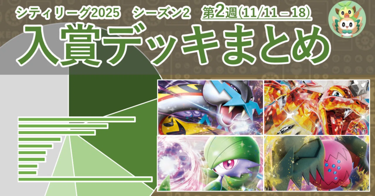 ポケカ シティリーグ2025 シーズン2 第2週 入賞デッキまとめ【全文無料