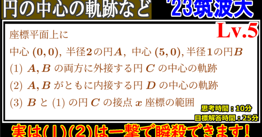 Piece CHECK(2024-77) 2円に内接・外接する円の中心の軌跡｜東大数学9