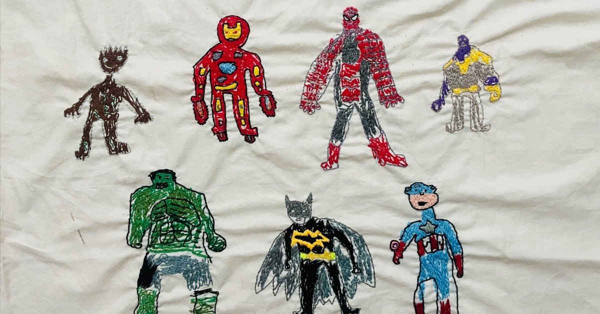 アベンジャーズ作品順番 こどもの絵を刺繍(アベンジャーズ)｜の