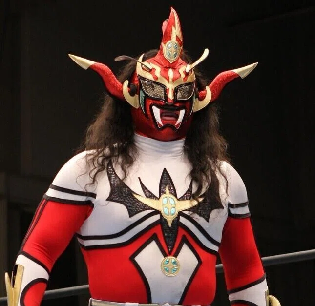 ➀要確認 プロレス 獣神サンダーライガー マスク 赤ラメ 詳細不明 擦り 