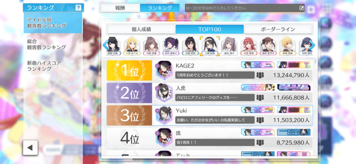 シャニソン 1st Anniversary記念ライブイベント 【三峰結華】3位｜Yuki