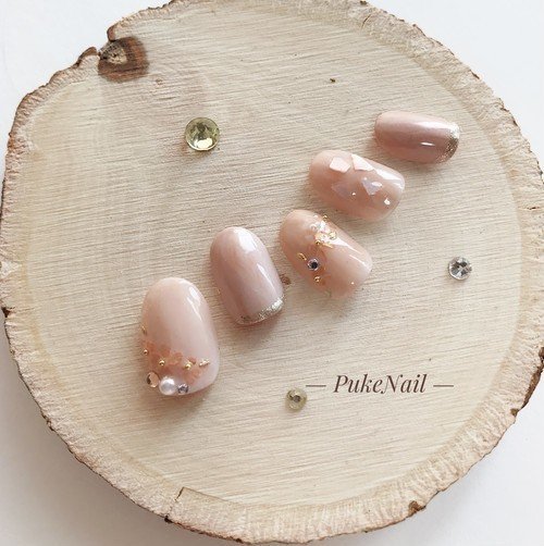 ☆A-374☆ネイルチップ パールの上品ネイル（柄もフレンチも何でも  