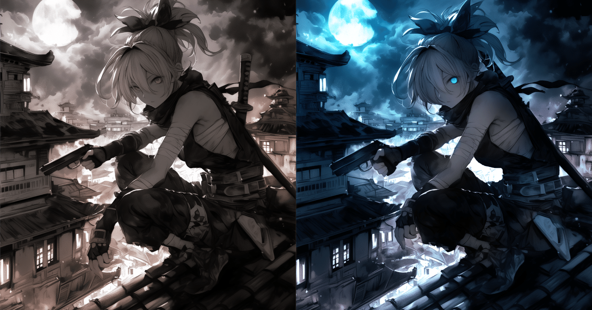 加筆・修正】 大改造！ Before and After：NINJA GIRL編【AIイラスト