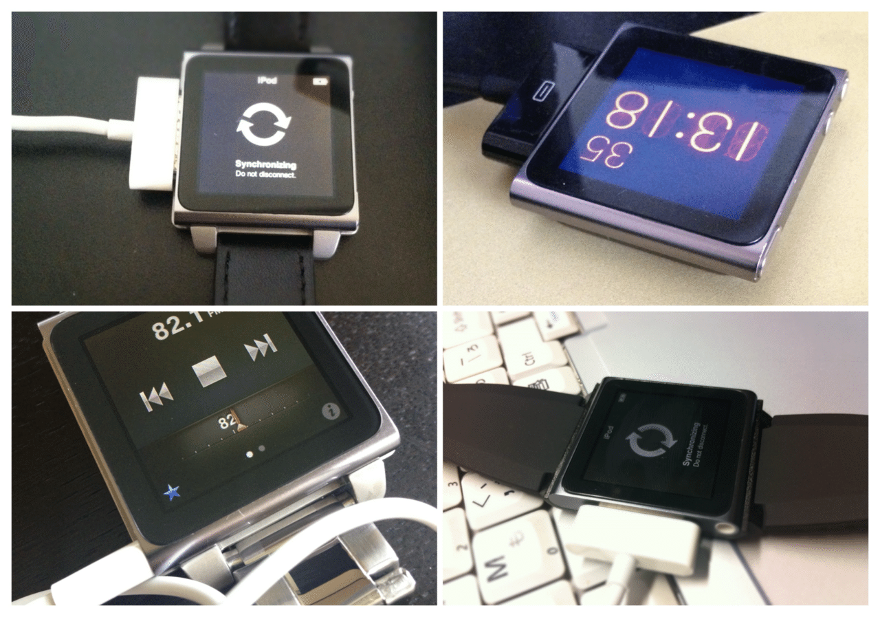 ★1円～★AppleWatch風カスタム iPod nano 第6世代 16GB シルバー★MC526J★ Apple WatchをiPod nano風に変身させるシリコンケースのコンセプト