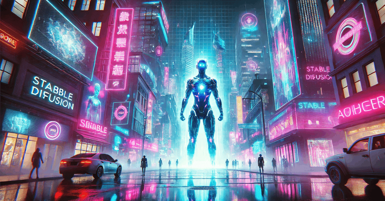 Stable Diffusionでサイバーパンク風アートを作成する:未来的で Stable Diffusionでサイバーパンク風アートを作成する:未来的で