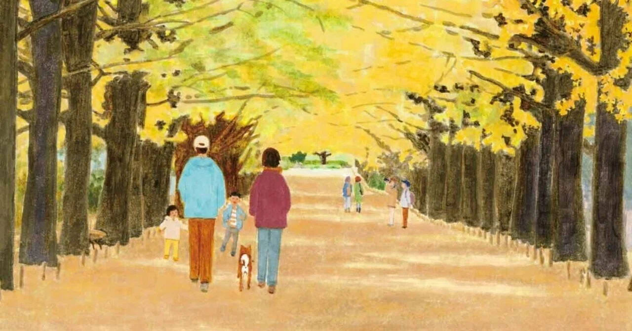 かたらいのイチョウ並木」国営昭和記念公園｜おかドド＠イラストレーター
