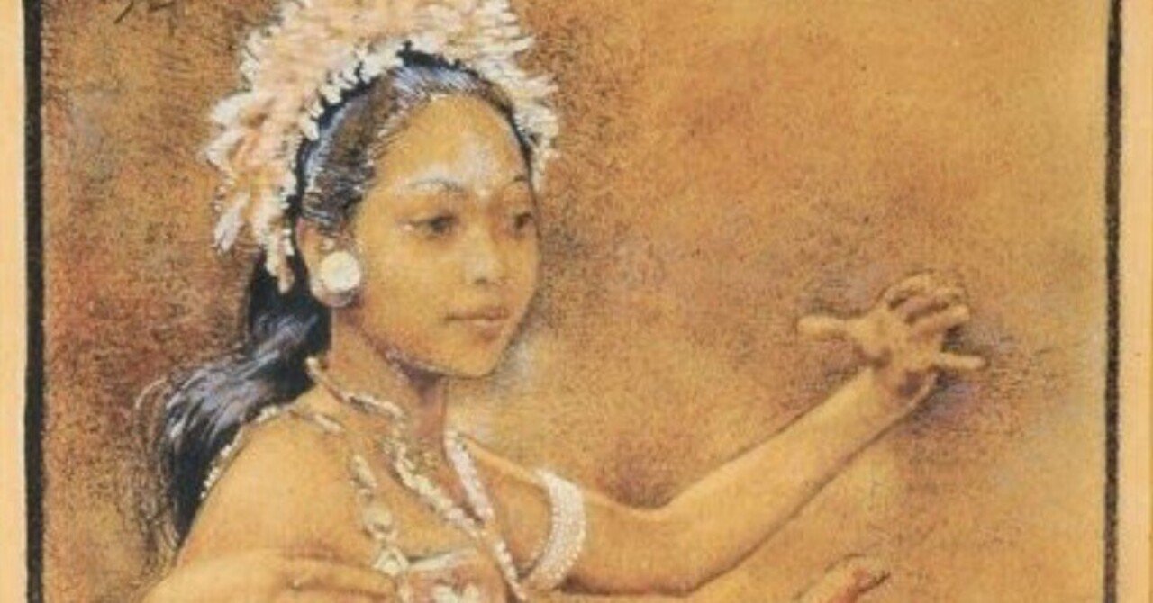 バリ舞踊の女性油彩画 バリ舞踊の女性油彩画