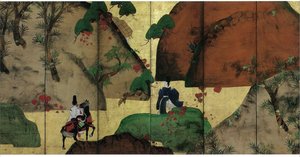 伊万里 線描き 染付 海辺 帆掛舟 風景図 深鉢 1対 [B31314] 伊万里 染付 富士山に帆掛け船の図 6寸皿