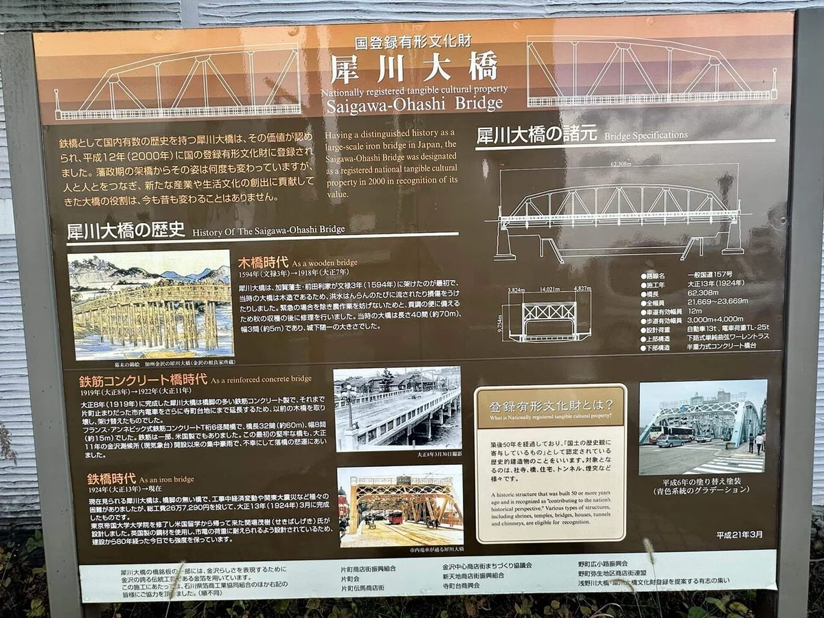 犀川大橋の案内板