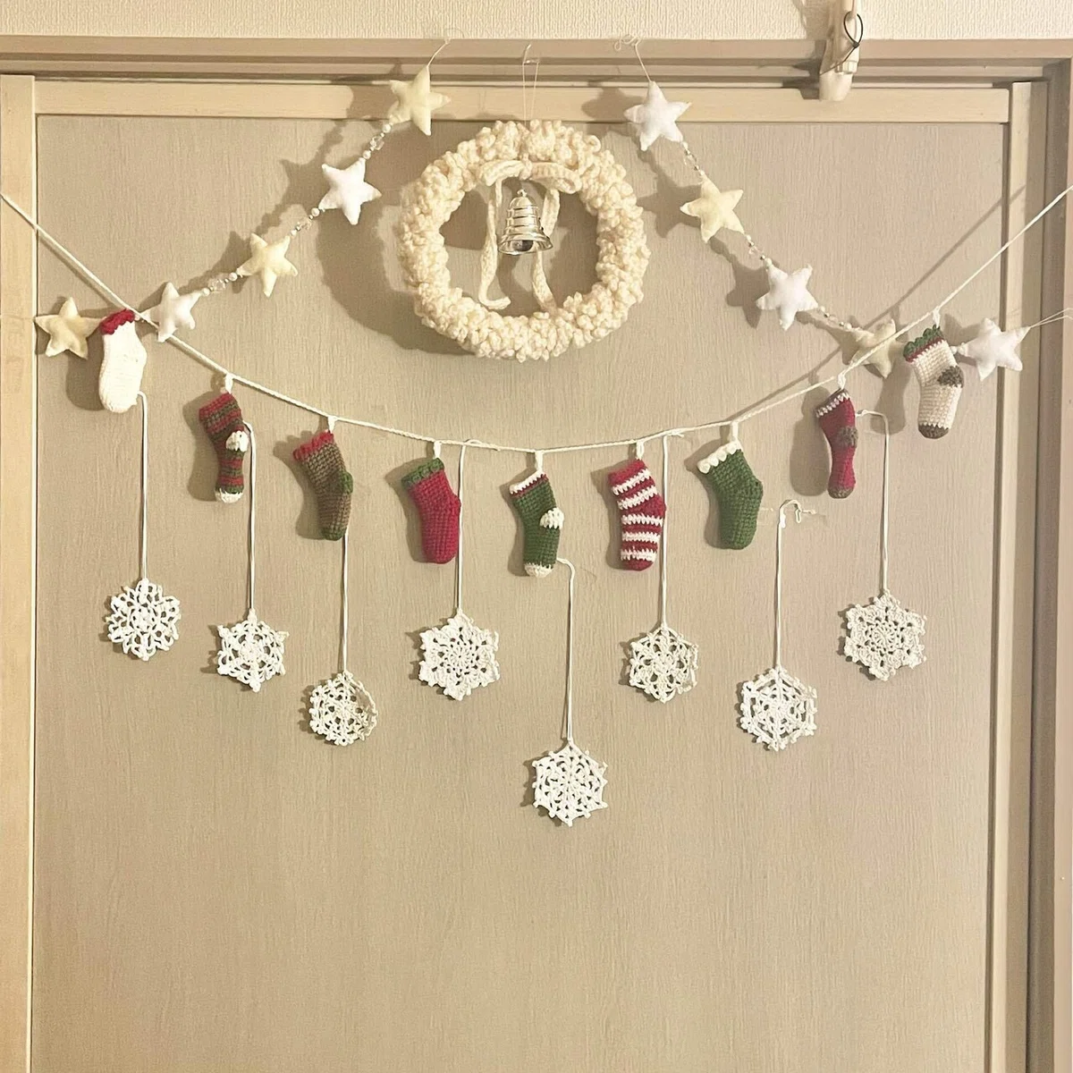 手編み クリスマスオーナメント ガーランド 酸っぱ ハンドメイド【41】