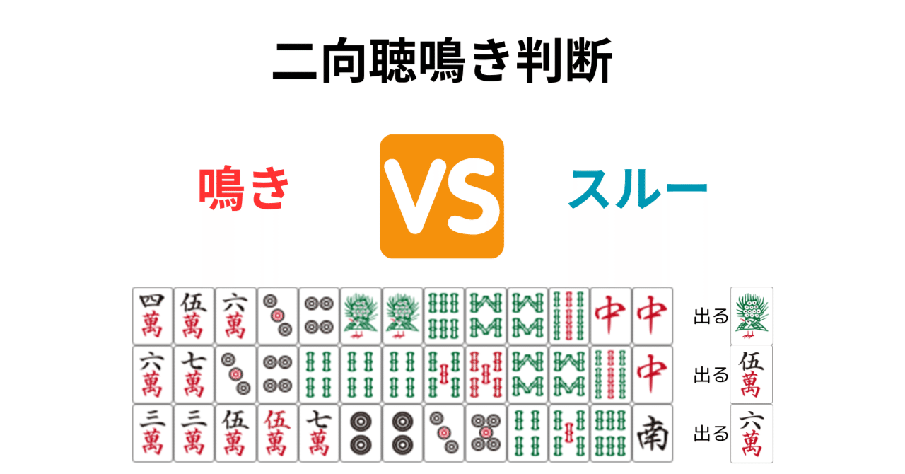 二向聴鳴き判断で選択｜麻雀数理研究会