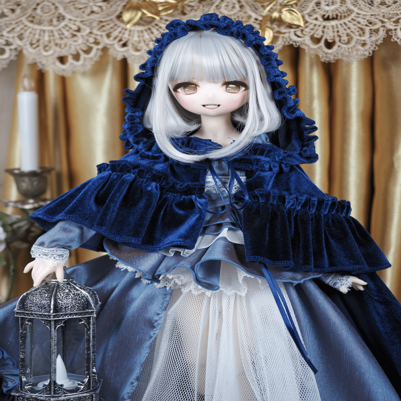 ドール 黒と水色のドレス 1月10日まで販売】◇Shiki◇青薔薇ドレスセット（オビツ11サイズ