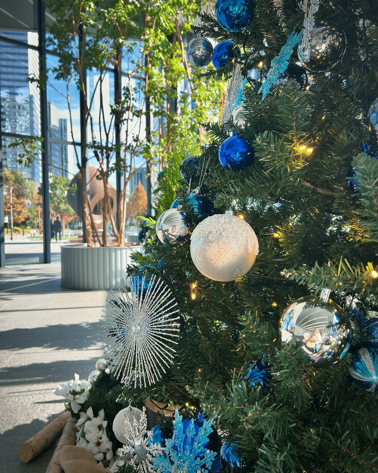 街中にたくさんあるクリスマスツリー🌲いろんな種類のツリーの写真