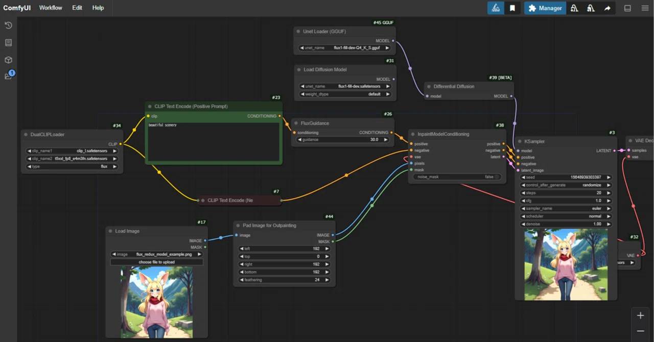 ComfyUI Flux Tools GGUF Outpainting VRAM8GBでどこまでできる｜Yuki