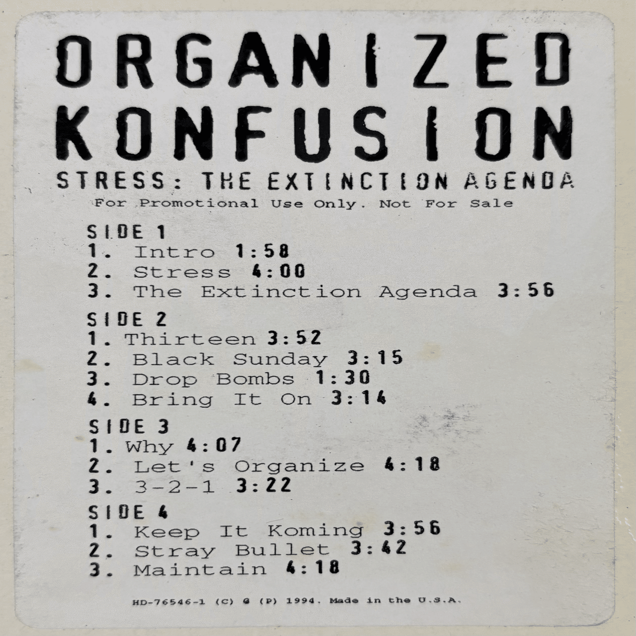 Organized Konfusion / Stress : The Extinction Agenda｜HIP HOP