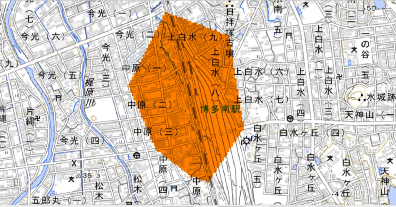 QGISで駅から徒歩500m以内のエリアを調べる②描画編｜hkr