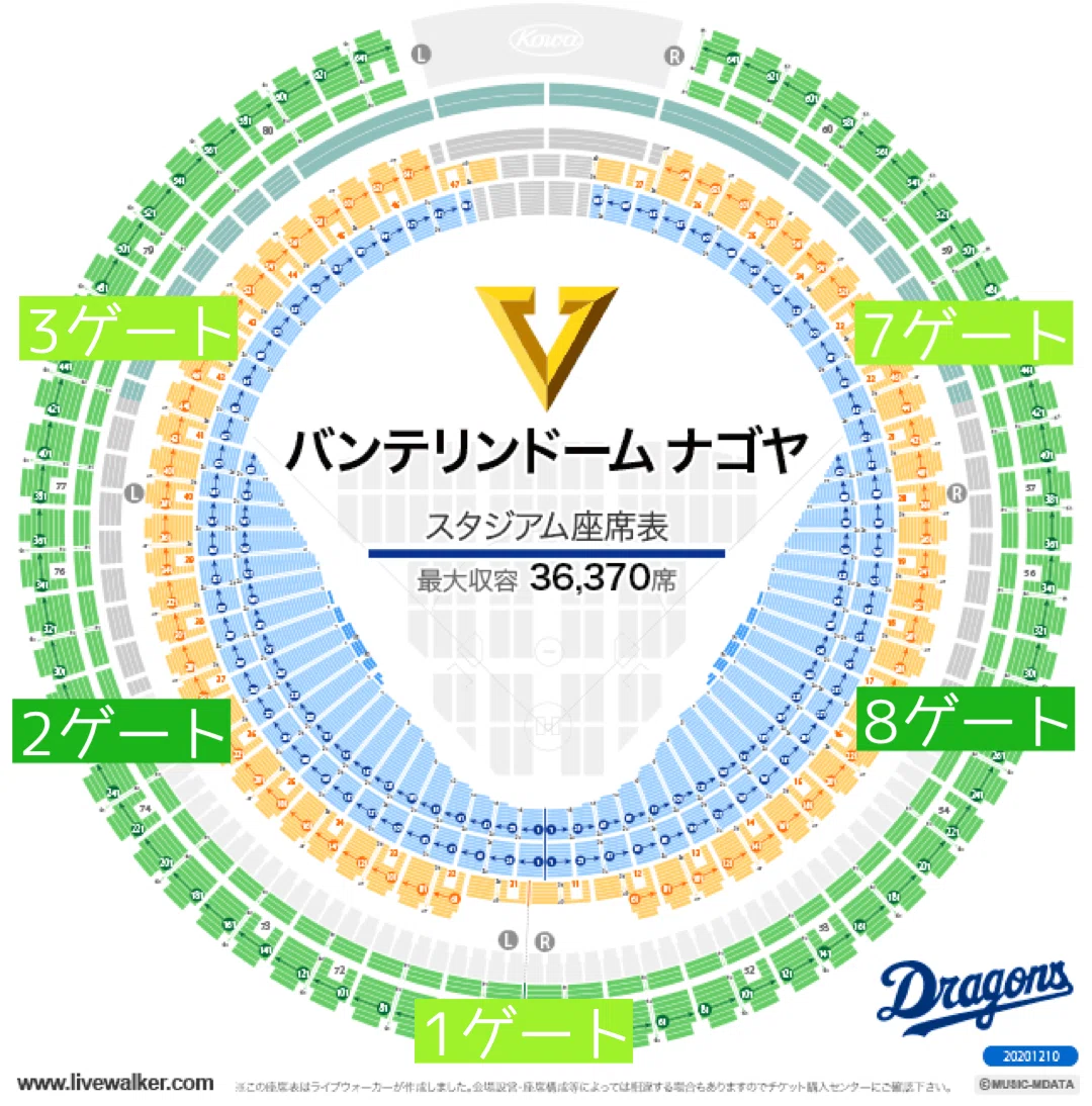 都市伝説】4大ドーム・ゲートと座席の関係！銀テが取れるのもどの辺 
