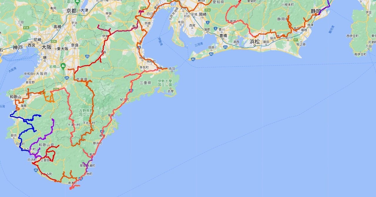 【長野〜紀伊半島〜愛知3200キロ】走行ルート、ハイドラ獲得バッジ一覧【2024年11月ツアー】