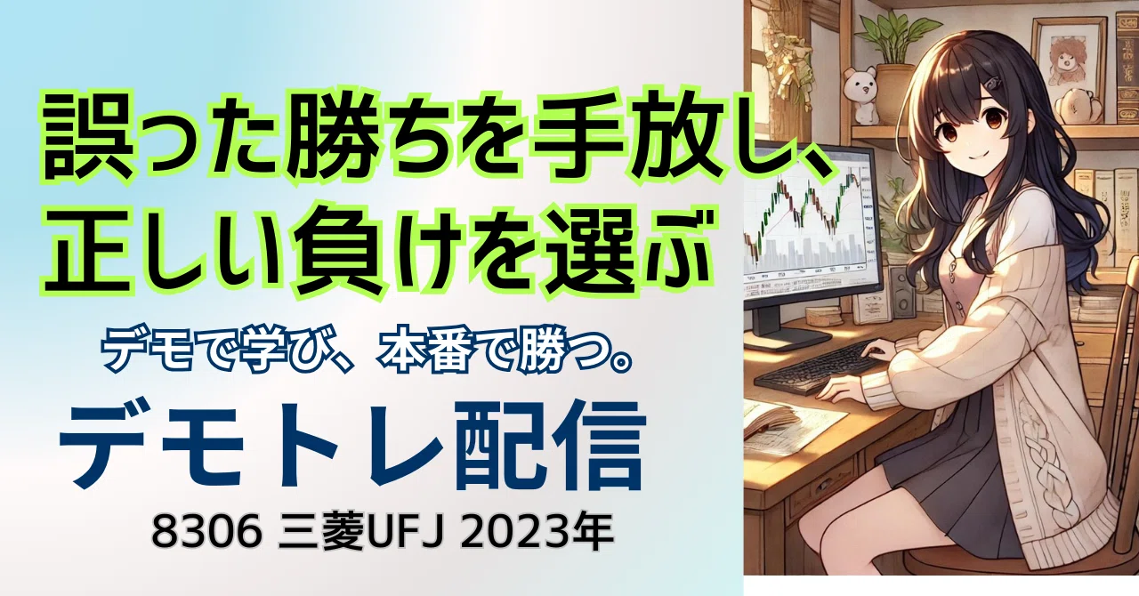 デモトレード振り返り考察 8306 三菱UFJ 2023年｜のんきもの、穏やかに生きていくために投資する-お金から自由になるためにお金を増やす-