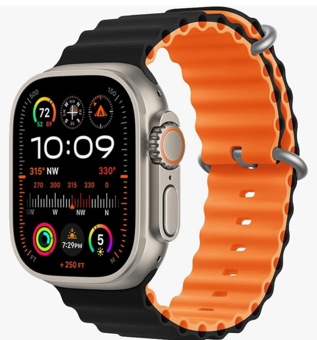 Apple Watch ultra2ブラックチタンモデルのオーシャンループバンド2本 