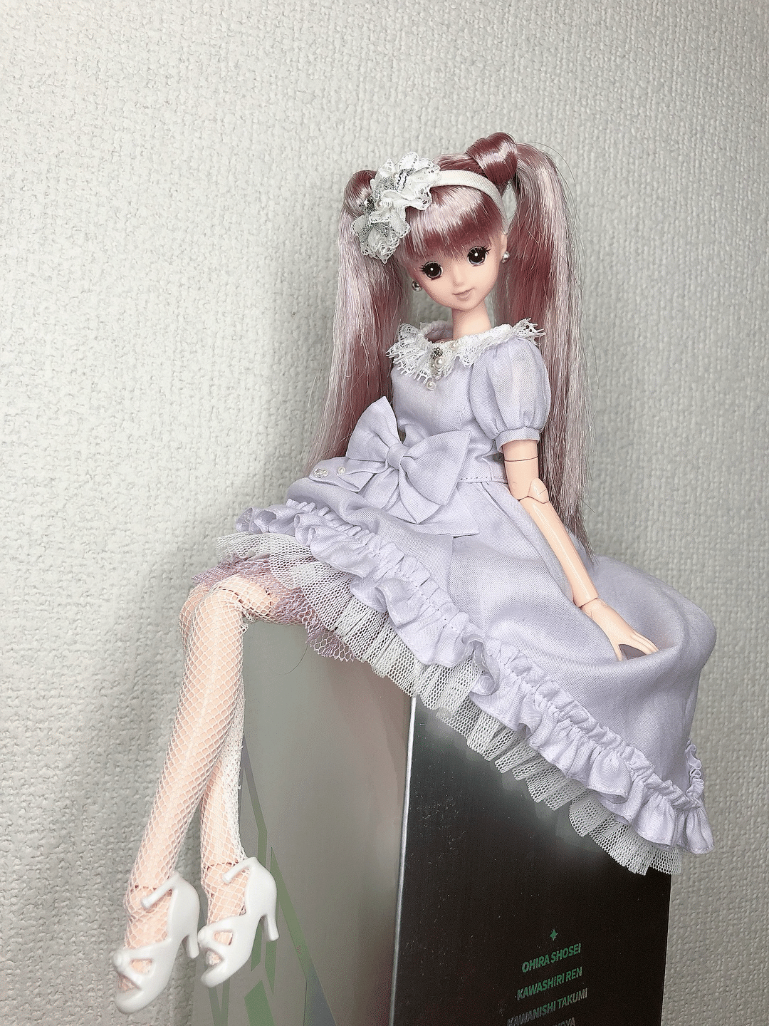 ジェニーフレンド27cmドール服 ベロアのグリーンドレス 我が家のドール