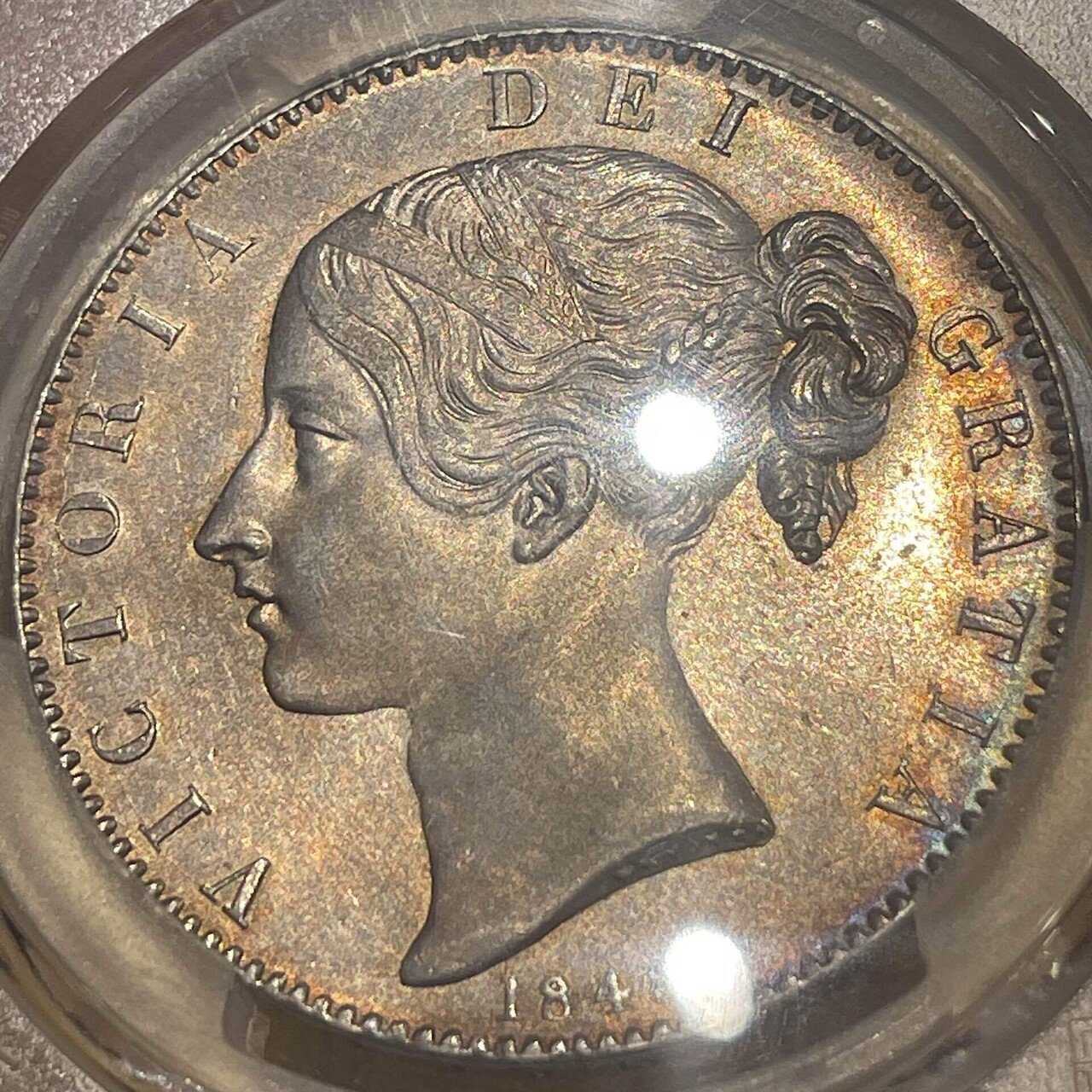 1845年製 シルバークラウン、サンクストップ 英国製 シルバーコイン ヴィクトリア 美しい逸品 イギリス ヴィクトリア