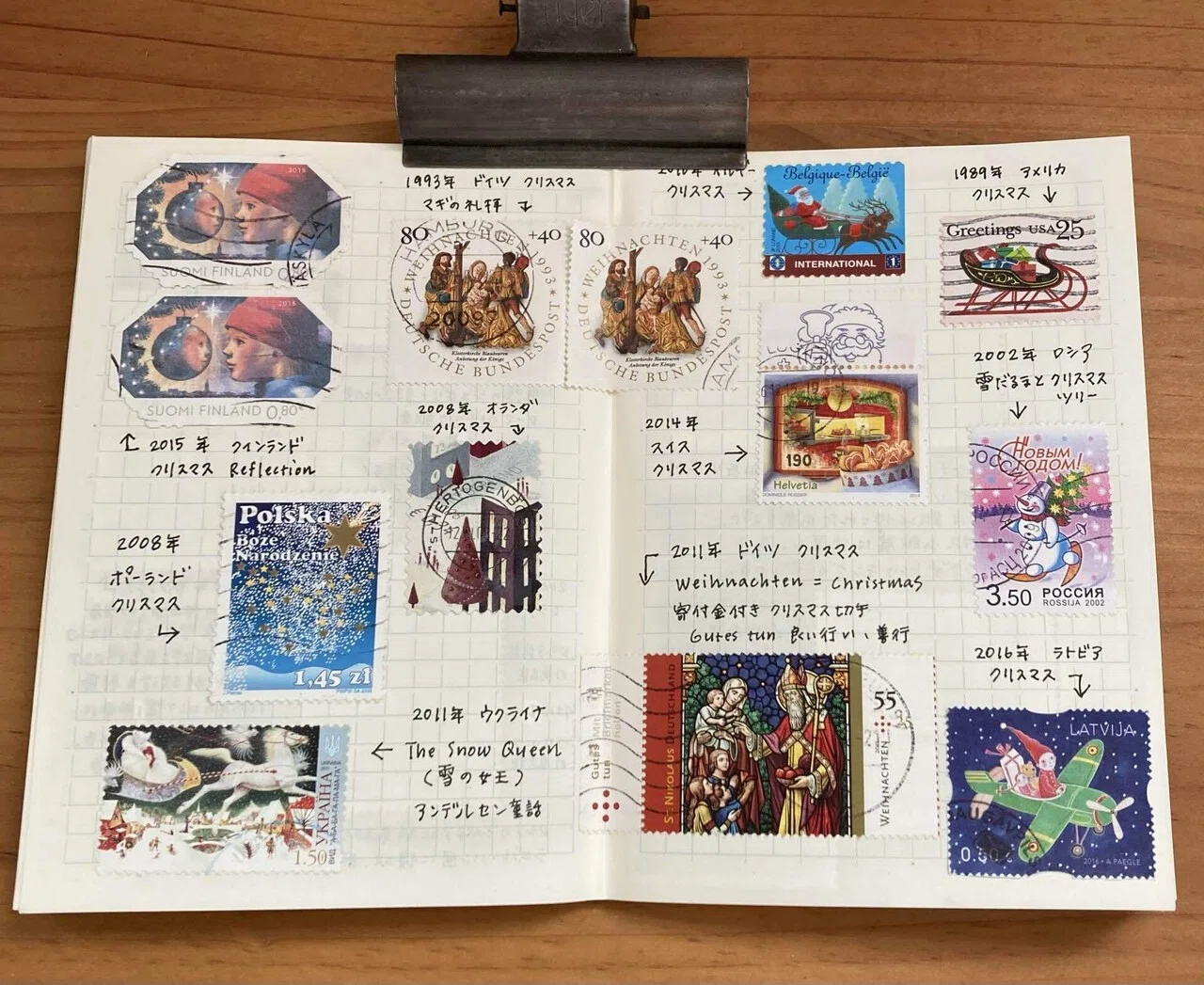 ポスクロで届いた外国切手で作る切手手帳の中身➂｜文子 （フミコ）