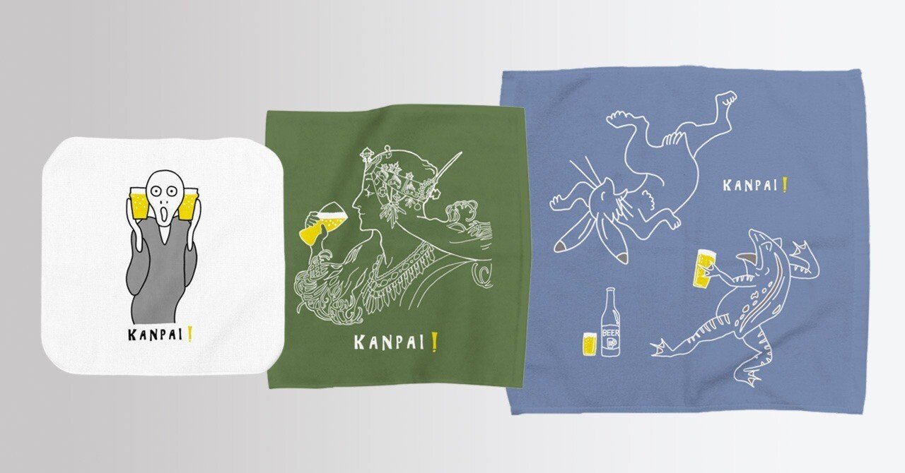 ムンクの叫び / ミュシャ / 鳥獣戯画×BEER」タオルハンカチ（SUZURI店