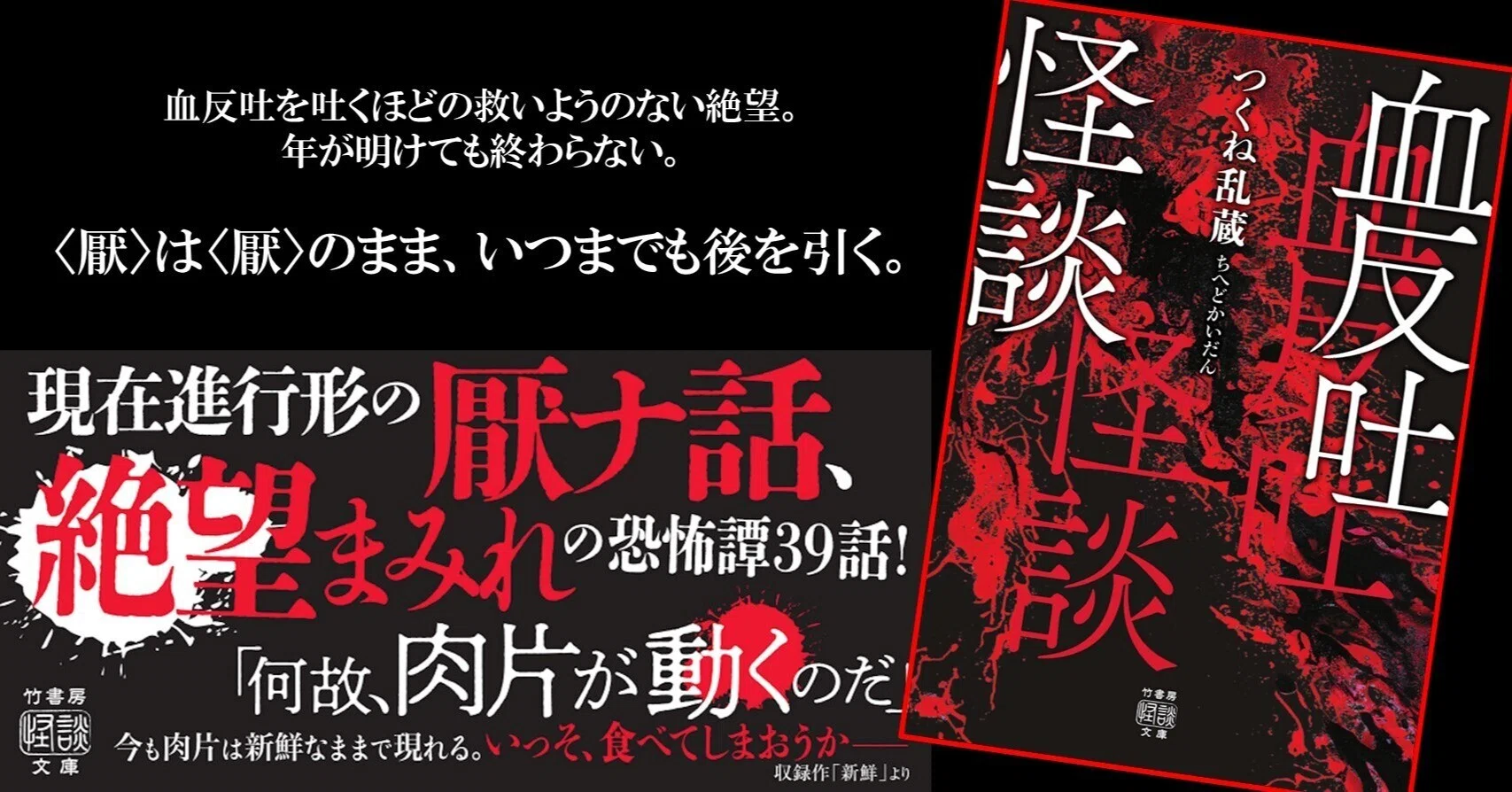 現在進行形の厭ナ話、絶望まみれの恐怖譚！『血反吐怪談』（つくね乱蔵