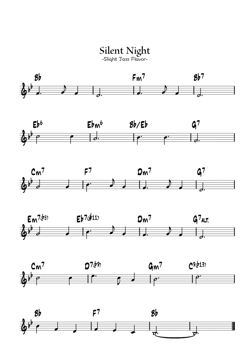 Silent Night Sheet Music Jazz 牛心 Note