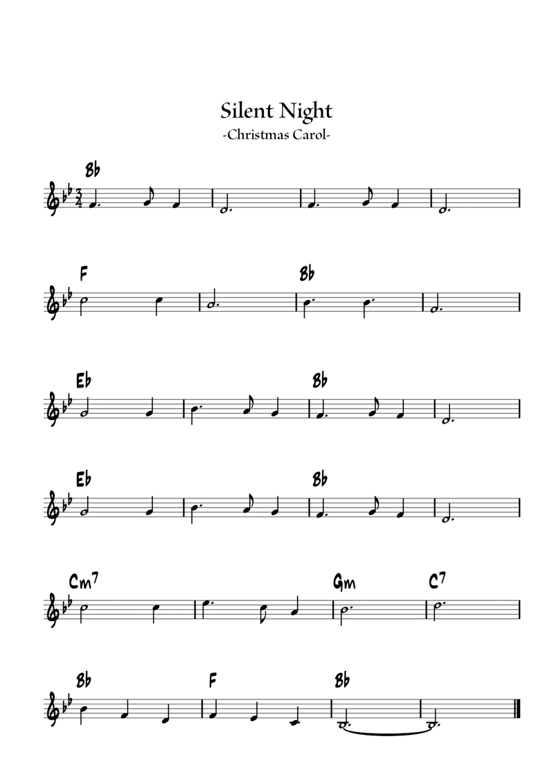 Silent Night Sheet Music Jazz 牛心 Note Silent Night Sheet Music Jazz 牛心 Note