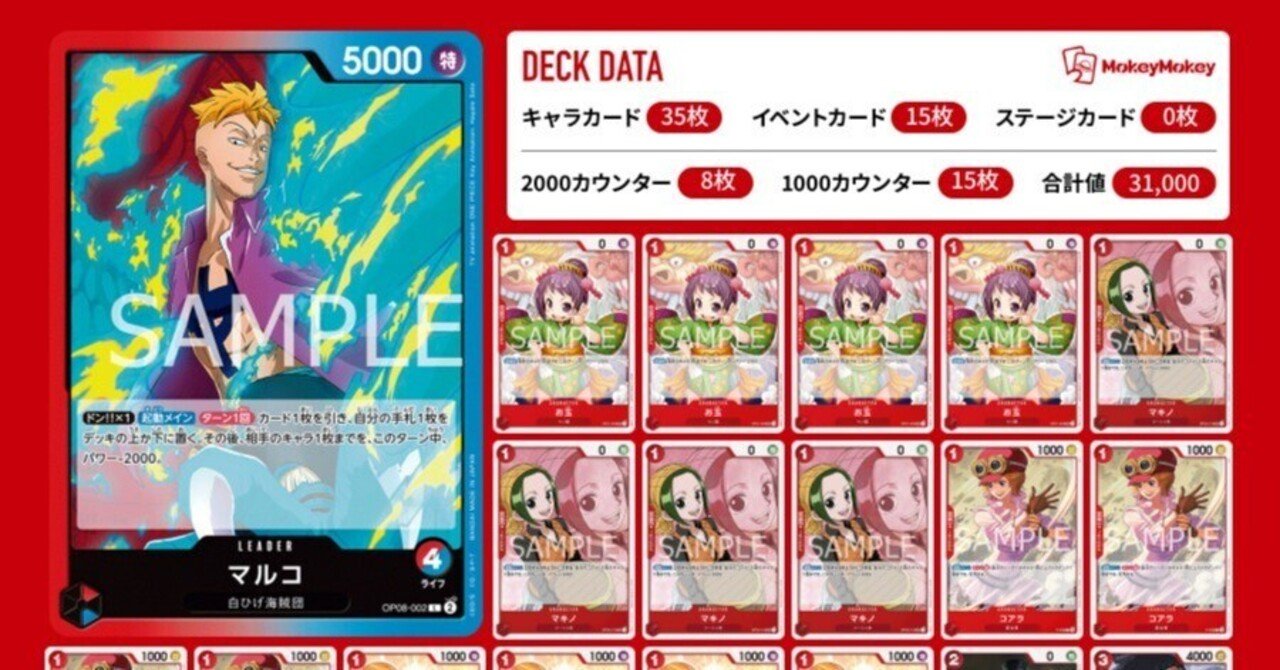 デッキ備忘録：ワンピース－赤青マルコ(10弾環境)（2024.12.19）｜あ