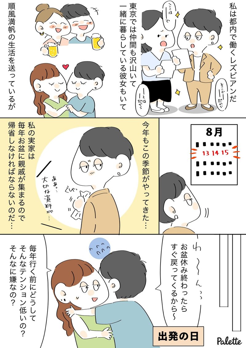 家族から 結婚の予定は と聞かれる 実家に帰省することが憂鬱なレズビアンの話 漫画でわかるlgbtq パレットーク Note 家族から 結婚の予定は と聞かれる 実家に帰省することが憂鬱なレズビアンの話 漫画でわかるlgbtq パレットーク Note