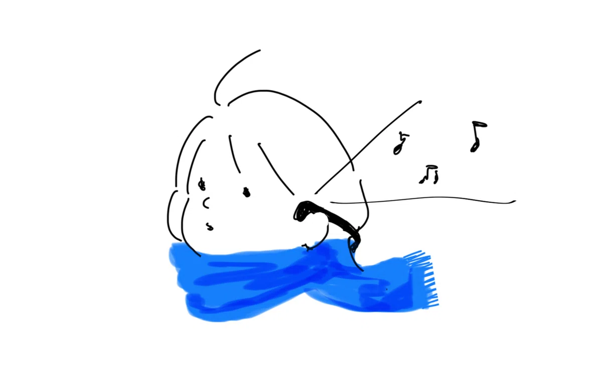 イヤホンで音楽を聴く女の子の絵