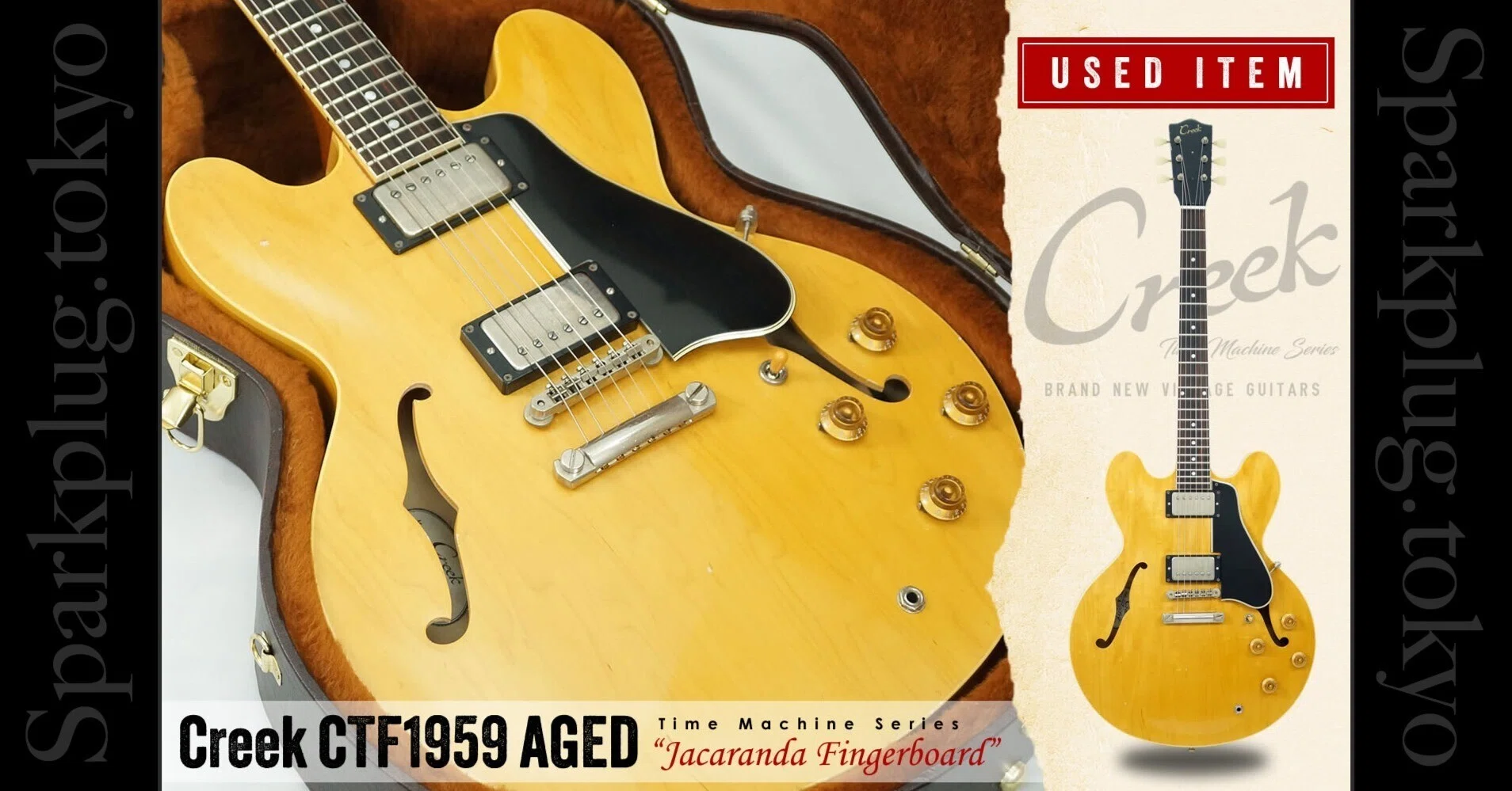 ハカランダ指板採用335スタイル・セミアコ「Creek CTF1959 AGED」の