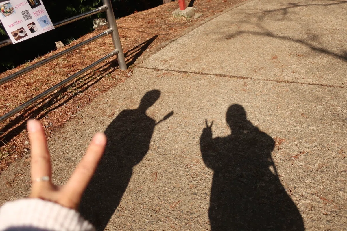 ピースした影の写真