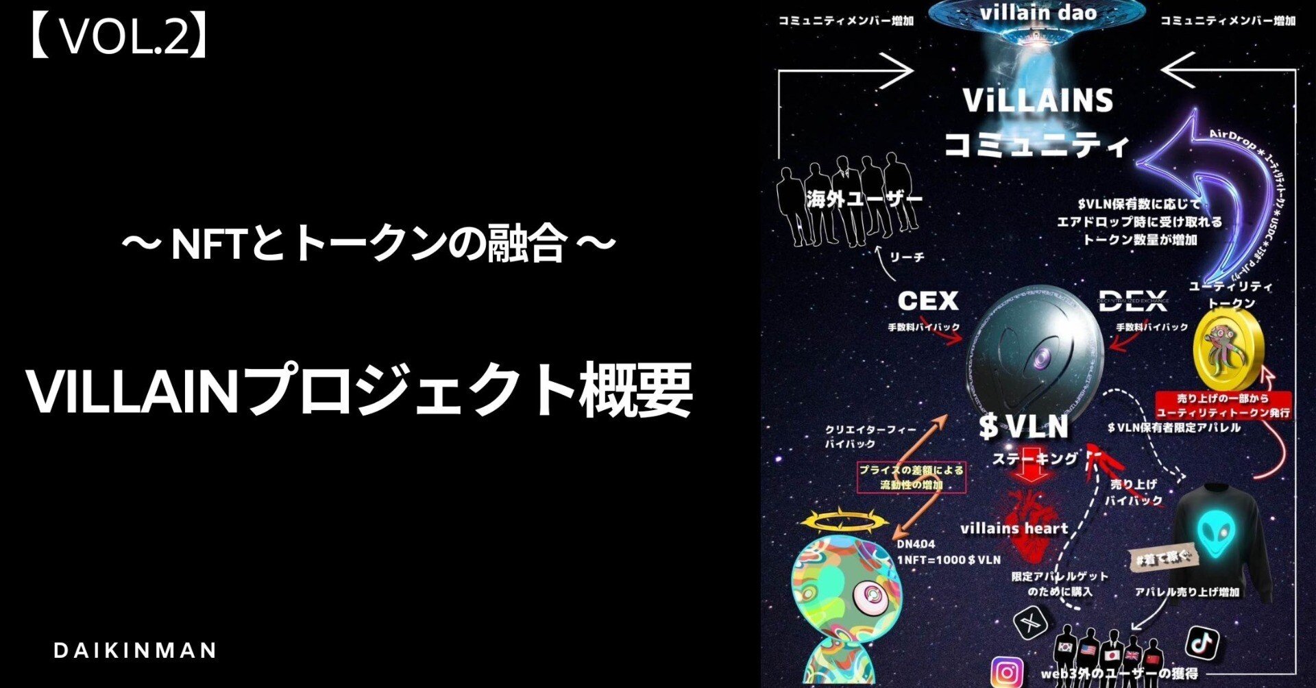 Vol.2: NFTとトークンの融合：Villainプロジェクトの仕組みを理解しよう｜Daikinman